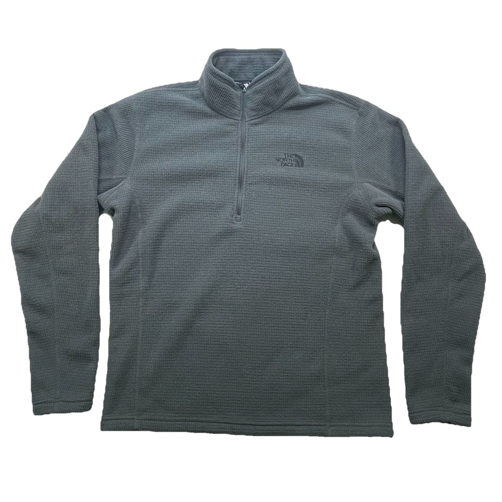 THE NORTH FACE 1/2 Zip Fleece Sz M Waffle Knit Sweater Pullover‎ Mock Neck Gray